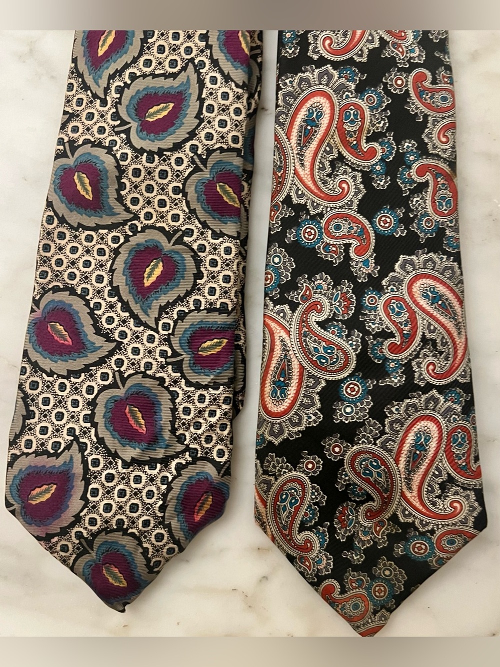 LIBERTY of LONDON Ties Lot of 2 Vintage Paisley Leaves Silk Made in USA